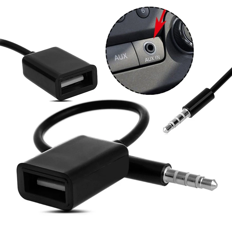 3 5 мм штекер AUX аудио разъем к USB 2 0 гнездо конвертер кабель Шнур для автомобиля