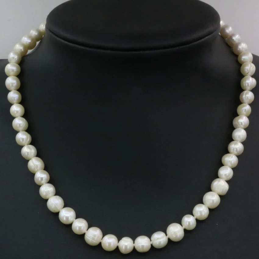 

Natural freshwater white orange cultured 8-9mm pearl beads for women necklace jewelry making gifts diy choker chain 18inch B3231