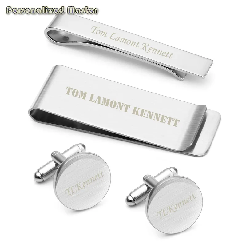 Персонализированные мастер лазерной гравировки текста Запонки Зажим для