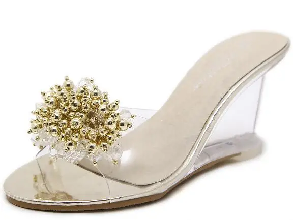 Women Shoes Summer 2019 High Quality Sexy rystal Transparent Diamond Wedges Sandals heels 8.5cm Slope Female 4 Styp | Обувь