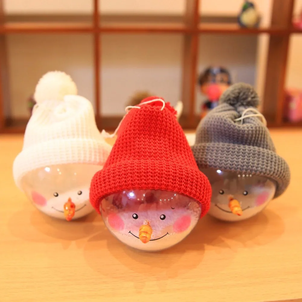 1Pc Transparent Plastic Christmas Snowman Ball Pendants Hanging Baubles Tree Ornaments Home Decoration 3 Colors|decorative decorative|decorative home