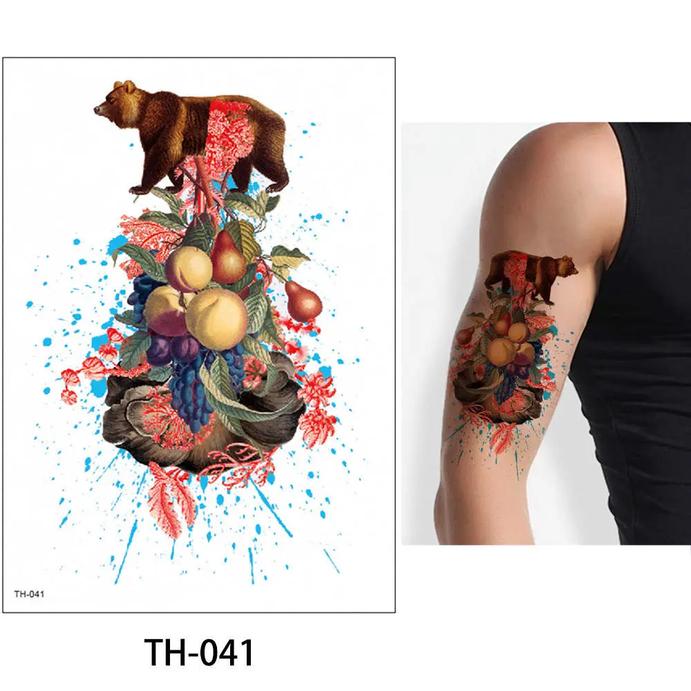 TH-041 Glaryyears, 24 дизайна, 1 лист, временная тату для тела, животные, водостойкая наклейка, волк, наклейка с тигром для женщин, мужчин, тату для тела - Цвет: TH-041