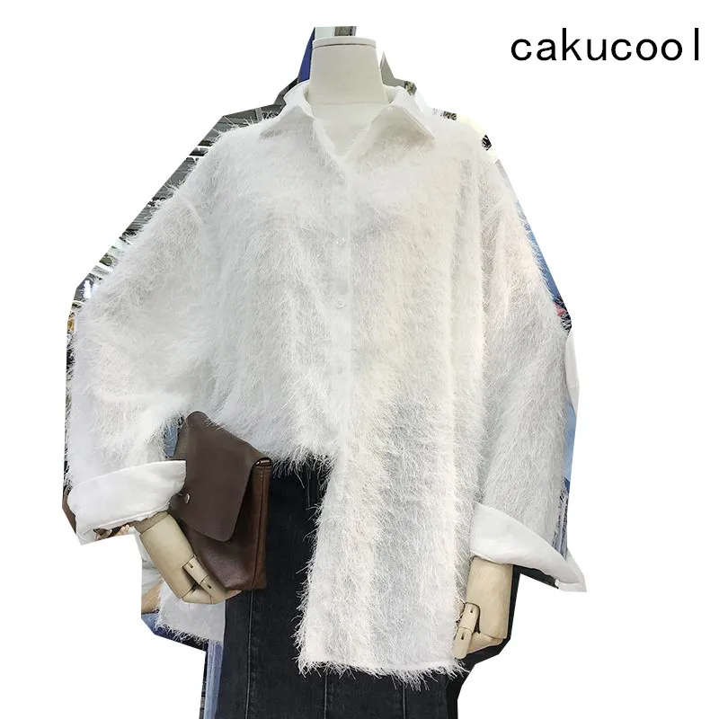 Cakucool Новый Пушистый Для женщин Весна Блузка с длинными рукавами полный Ленточки