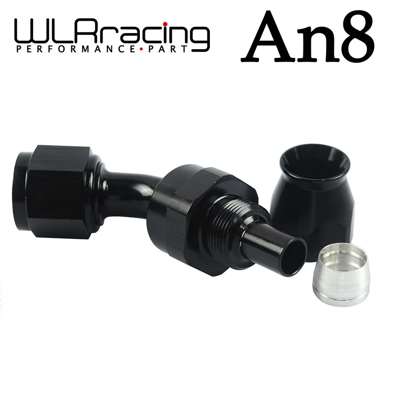 WLR RACING - черный высококачественный PTEF AN8 AN-8 МНОГОРАЗОВЫЙ ПОВОРОТНЫЙ ШЛАНГ НА 45
