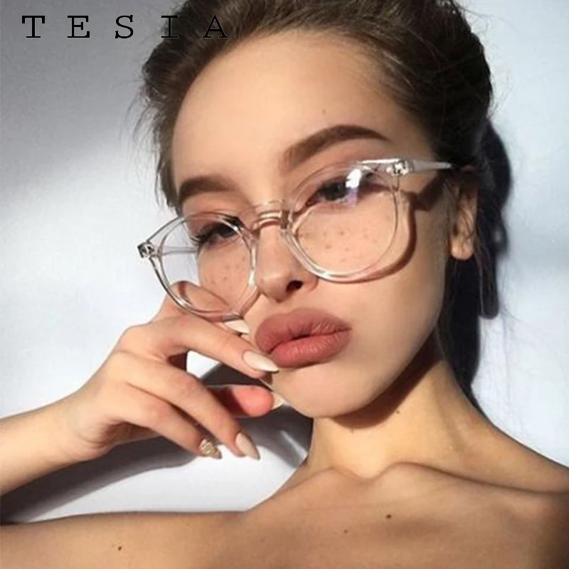 Оптические очки в круглой оправе унисекс винтажные с прозрачными линзами Прямая