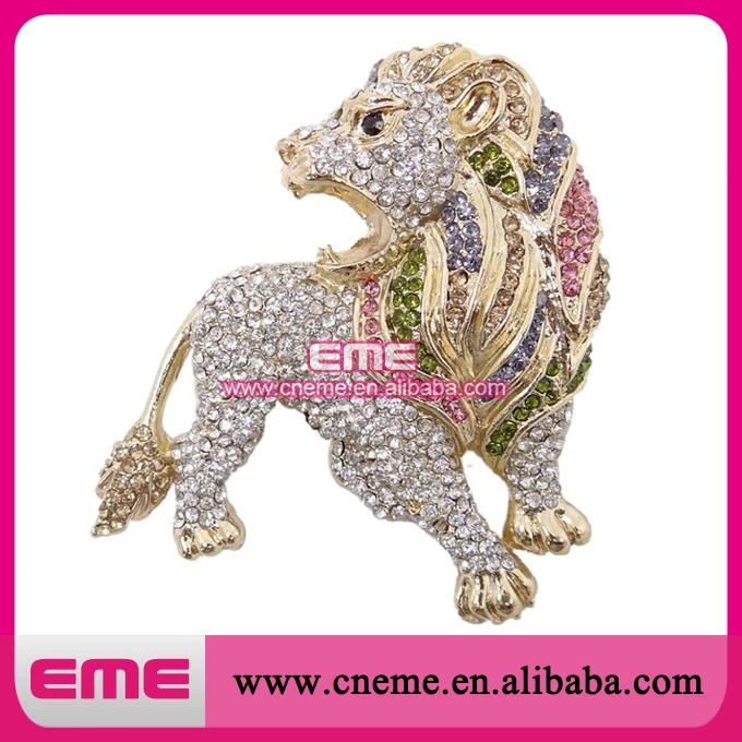 Bling Лев Многоцветный Австрийский хрусталь Брошь Кулон Золотой Тон|pendant 3|pendant