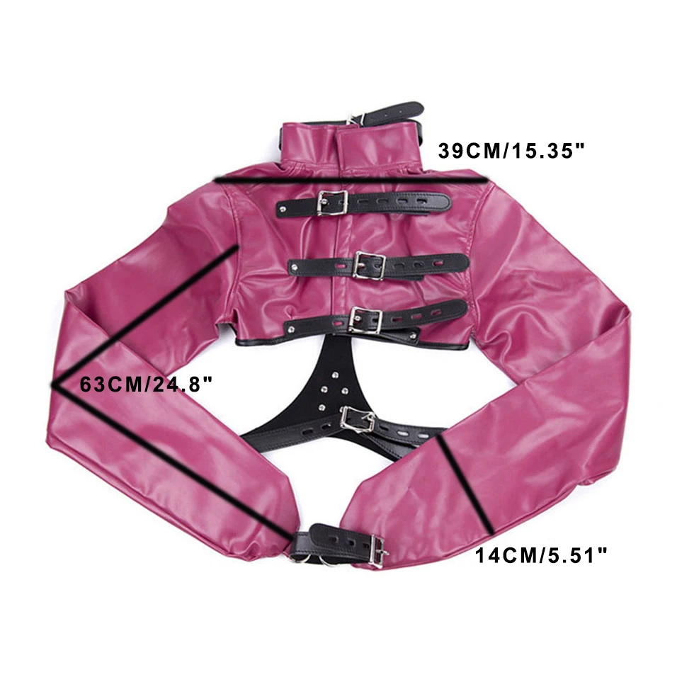 CamaTech из искусственной кожи боди бондаж смирительная рубашка с наручники