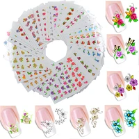 60 sheets flower water tranfer sticker nails beauty wraps foil polish decals temporary tattoos watermark
