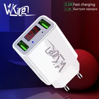 2 usb charger 5v 2 2a led digital display fast charging for iphone samsung xiaomi mobile phone double charger us eu plug