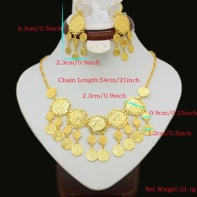 Adixyn новый комплект ювелирных изделий для арабских монет женский золотой цвет