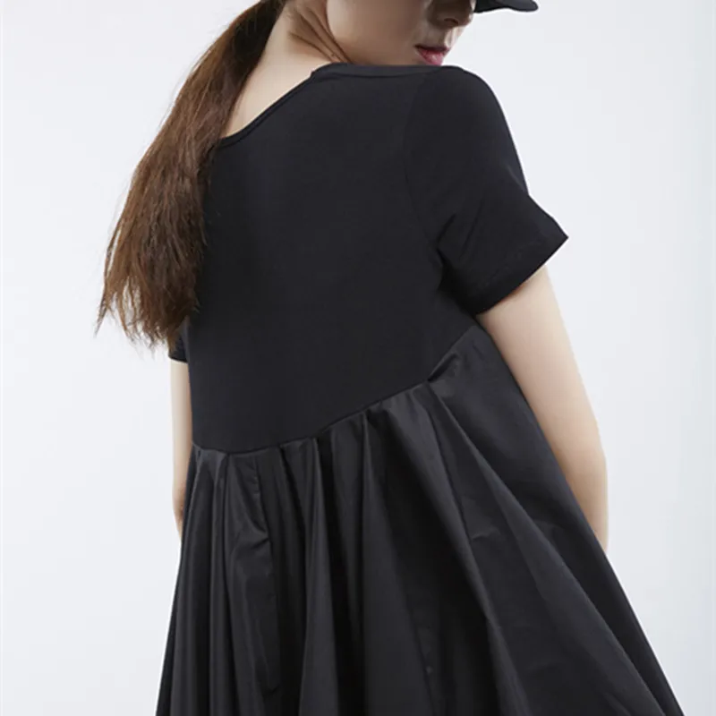 

Johnature 2021 New Loose Streetwear Summer New Women Clothing Long Ruffles Women T-shirts O-neck Short Sleeve Solid Color Tops
