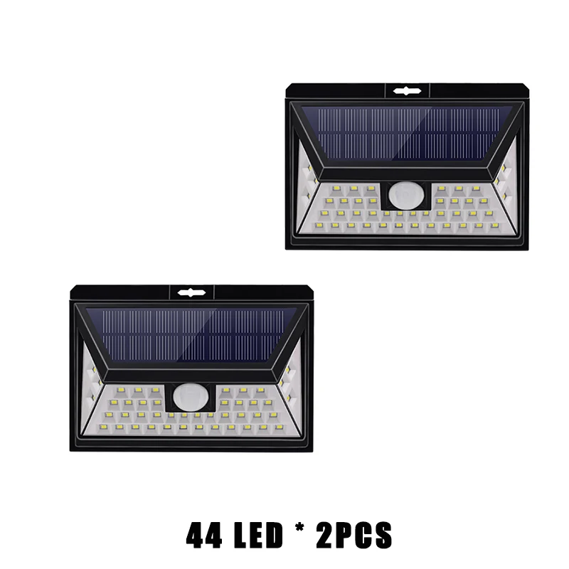 2pcs 44LED 118/44 светодиодный Яркий Солнечный СВЕТОДИОДНЫЙ светильник s датчик движения на солнечной энергии водонепроницаемый настенный светильник для наружных дверей - Испускаемый цвет: 2pcs 44LED