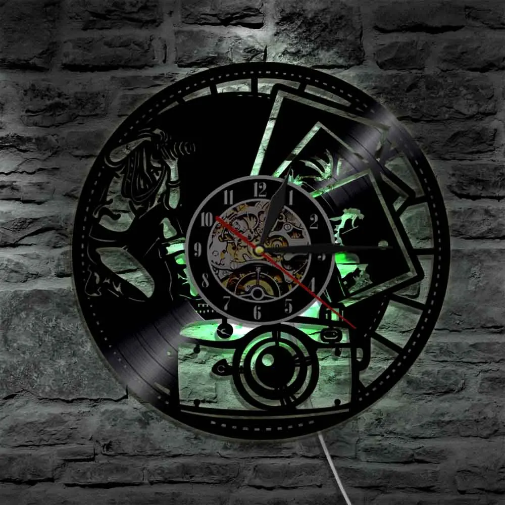  Photo Hobby Photographer Design Vintage Vinyl Clock Handmade Record Wall Creative Hanging Home Decor | Дом и сад