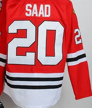 wholesale 2013 usa chicago 20 saad hockey Jerseys with stanley cup chams Size 48 50 52 54 56 mix order Free Shipping|hockey jersey supplier|jersey