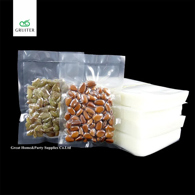 

Food Grade Membranes Vacuum Bags Film Kitchen Vacuum Sealer Pouch Food Preservation Storage W/Tear Notch Clear Mylar Bag 13x19cm