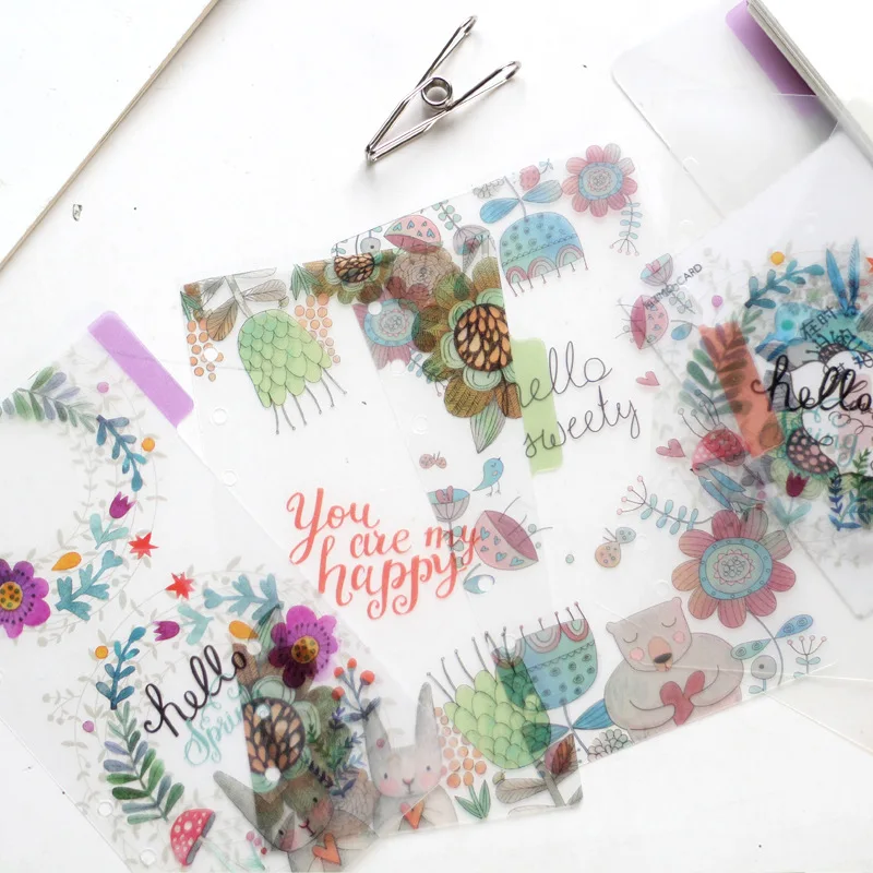 Beautiful Flower Notebook For A5 A6 6 Holes Loose Leaf Transparent PP Separator Pages Paper Inside | Канцтовары для офиса и