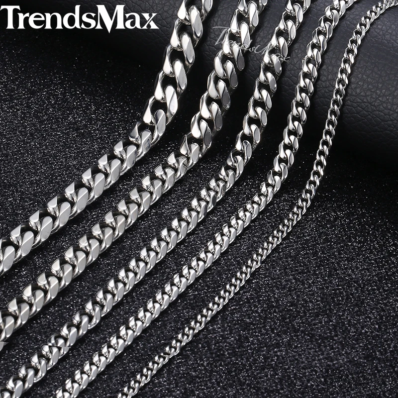 Ожерелье мужское из нержавеющей стали с кубинской цепью длинное колье в стиле