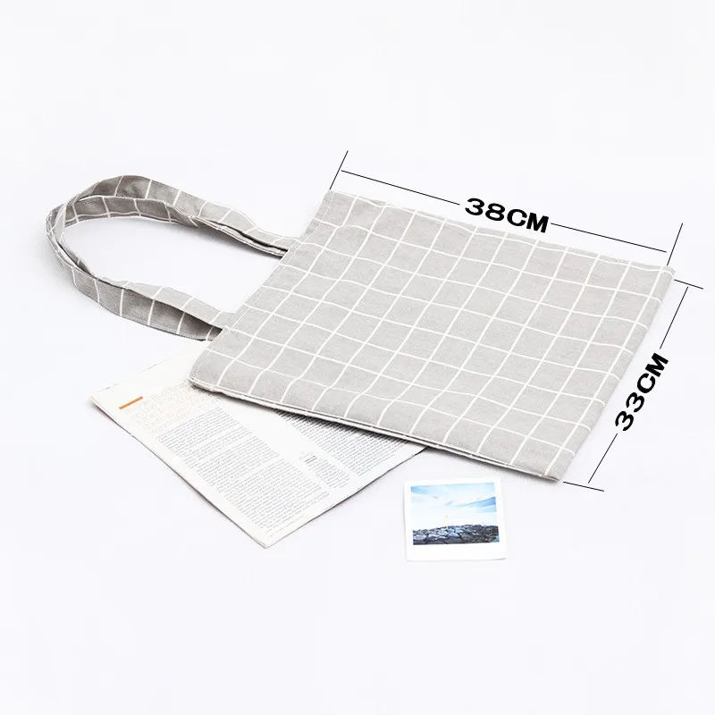 Клетчатая дорожная хлопково-Льняная Холщовая Сумка складная пляжная