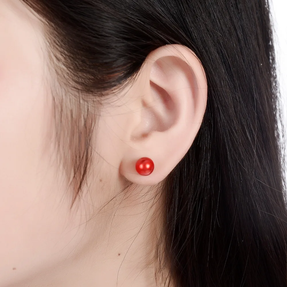 Серьги гвоздики из сплава с цветными искусственными жемчужинами 36 парт/лот|pearl stud