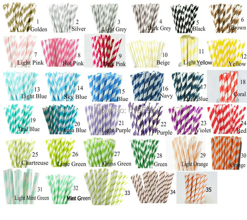 Полосатые яркие бумажные соломинки 25 шт./лот для дня рождения свадьбы Baby Shower