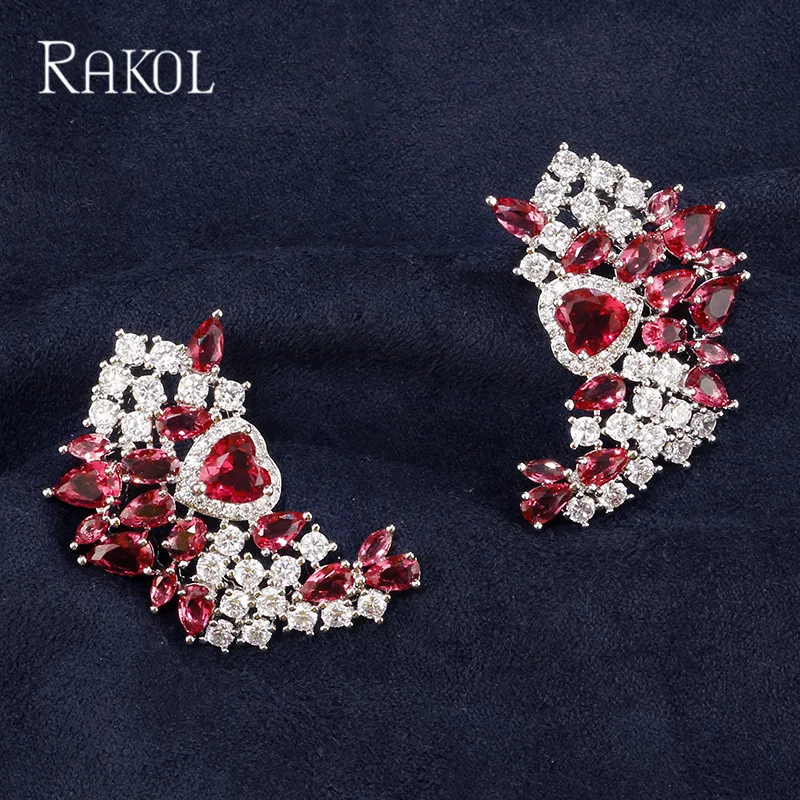 RAKOL нежный кубический цирконий цветок зеленый Комплект сережек для женщин