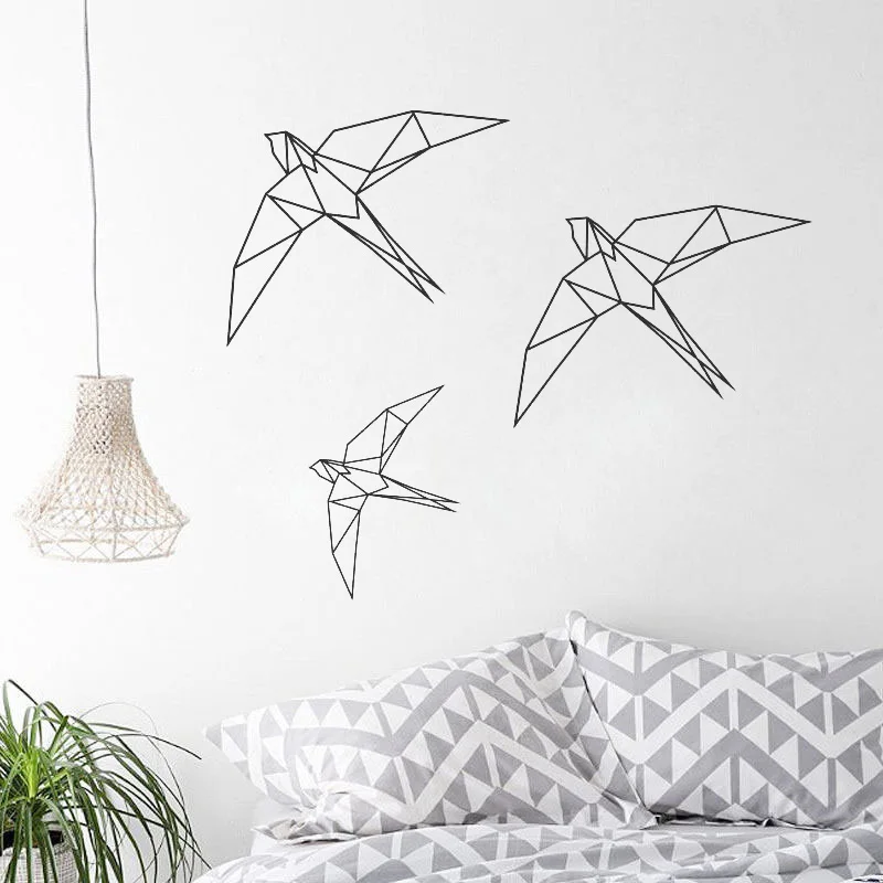 

Origami Birds Wall Sticker Geometry Birds Flying Beautiful Animal Cute Nature Living Room Decal Wall Decor For Nursery Kids L84