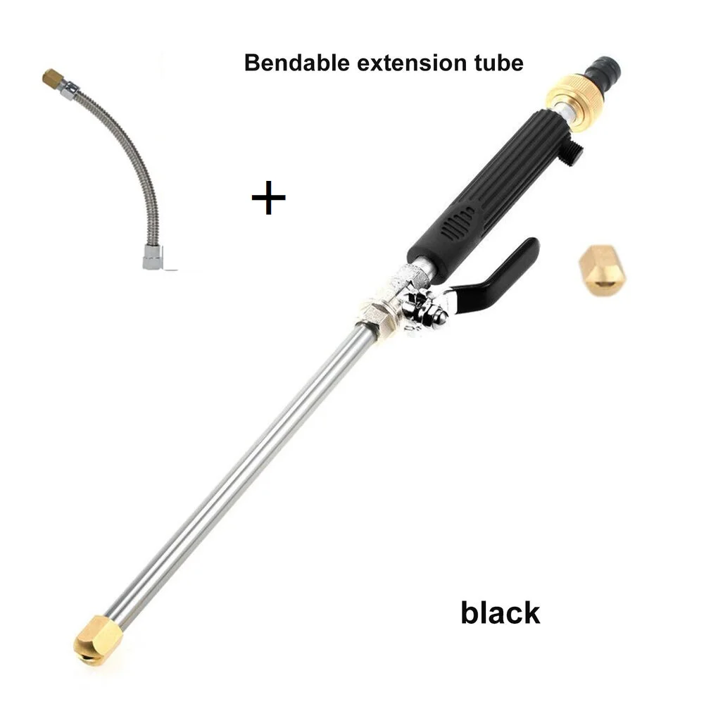 Extendable Black Автомобильный водяной пистолет высокого давления, Омыватель струи воды, садовая мойка, шланг, насадка, распылитель, поливочный спринклер, инструменты - Цвет: Extendable Black