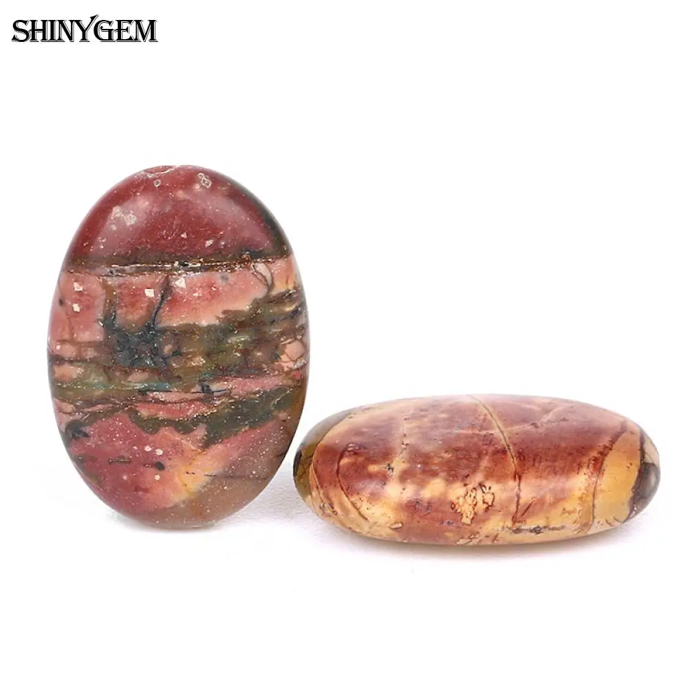 ShinyGem 13*18 мм Овальный сосновый красный камень деревянный узор Коричневый Красный