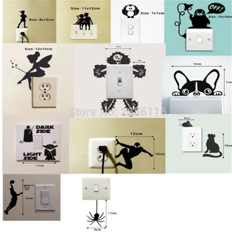 

Cute Switch Wall Stickers Diverse Funny Animals Patterns Vinyl Decals Home Decoration