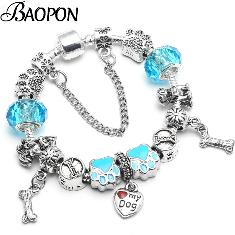 BAOPON 2019 новые модные очаровательные браслеты для женщин Кристалл Собака Кость