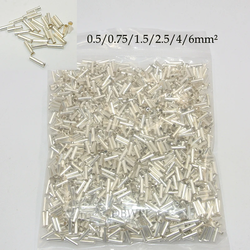 2000 шт. 22 10 AWG EN 0 5/0 75/1 5/2 5/4/6 мм2 неизолированный стыковый соединитель обжимной