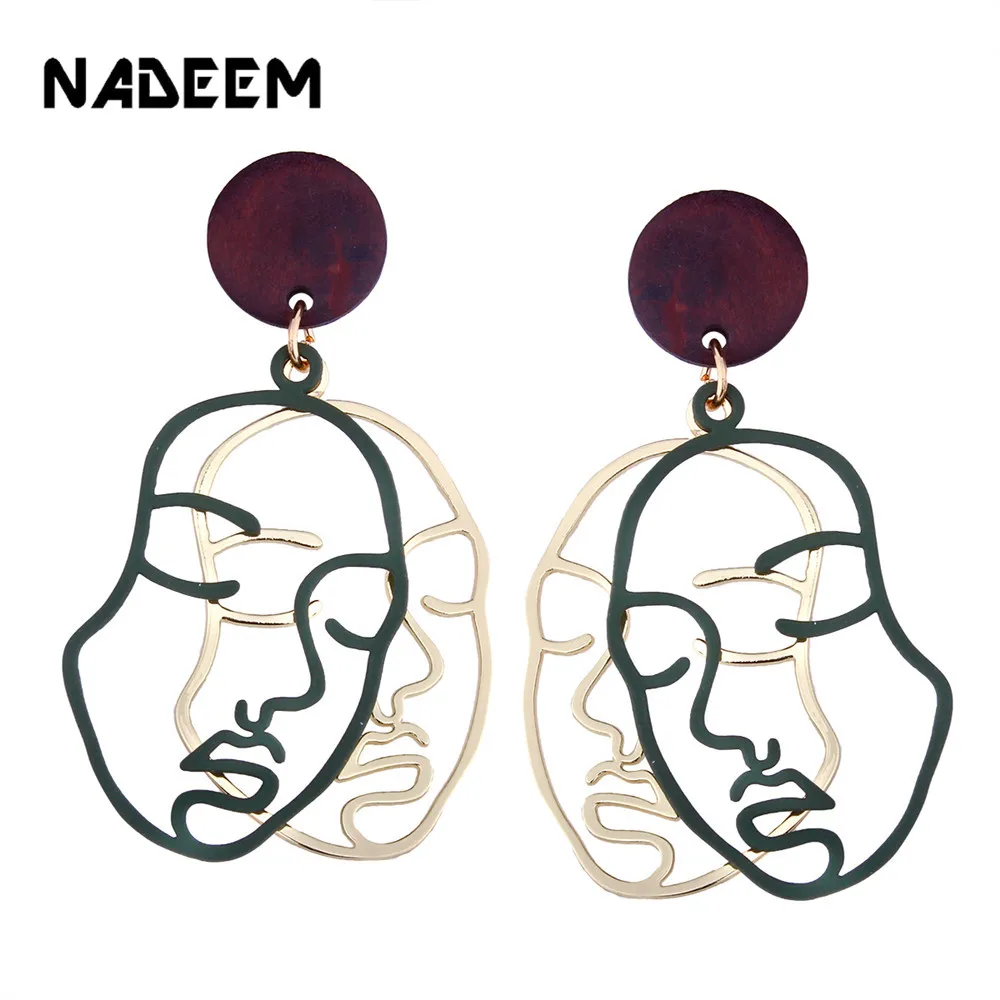 NADEEM модные панк хип хоп Двойные серьги гвоздики для девушек женские деревянные и