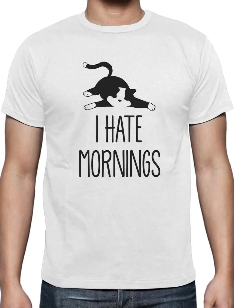 Футболка летние топы Graphic Crew шеи I Hate Mornings короткий рукав футболки для Для мужчин
