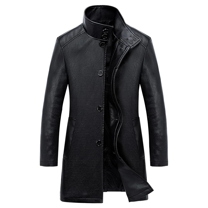 

Новинка 2019, высокое качество, длинный отложной воротник, Campera Hombre Cuero
