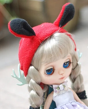 1 шт. милые маленькие уши шляпа для Blyth куклы аксессуары - Цвет: red