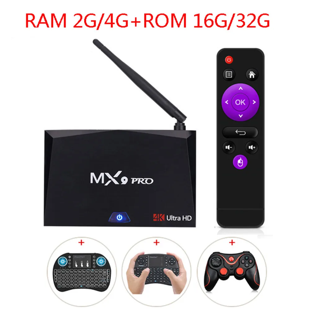 ТВ приставка MX9 PRO RK3328 Android 7 1 Bluetooth 4 0 ГБ 32 ГБ/2 + 16 Гб WiFi 2 4G четырехъядерный 3D игры HDCP