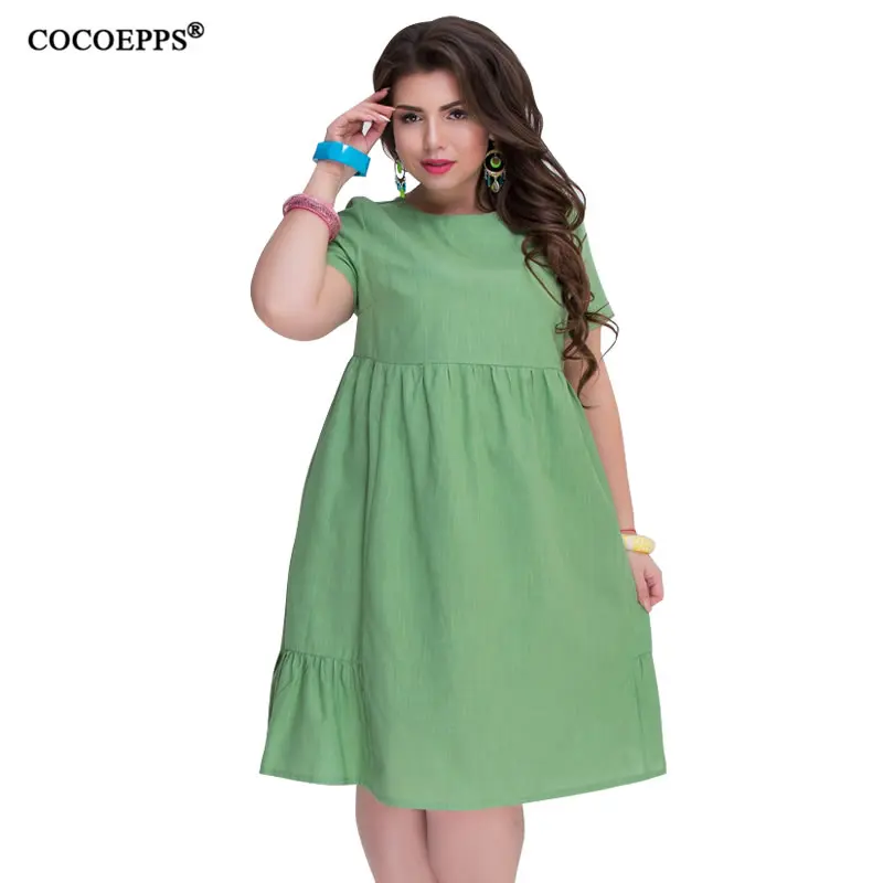 COCOEPPS 5XL 6XL 2019 Новое поступление большой Размеры Лето Для женщин свободное платье