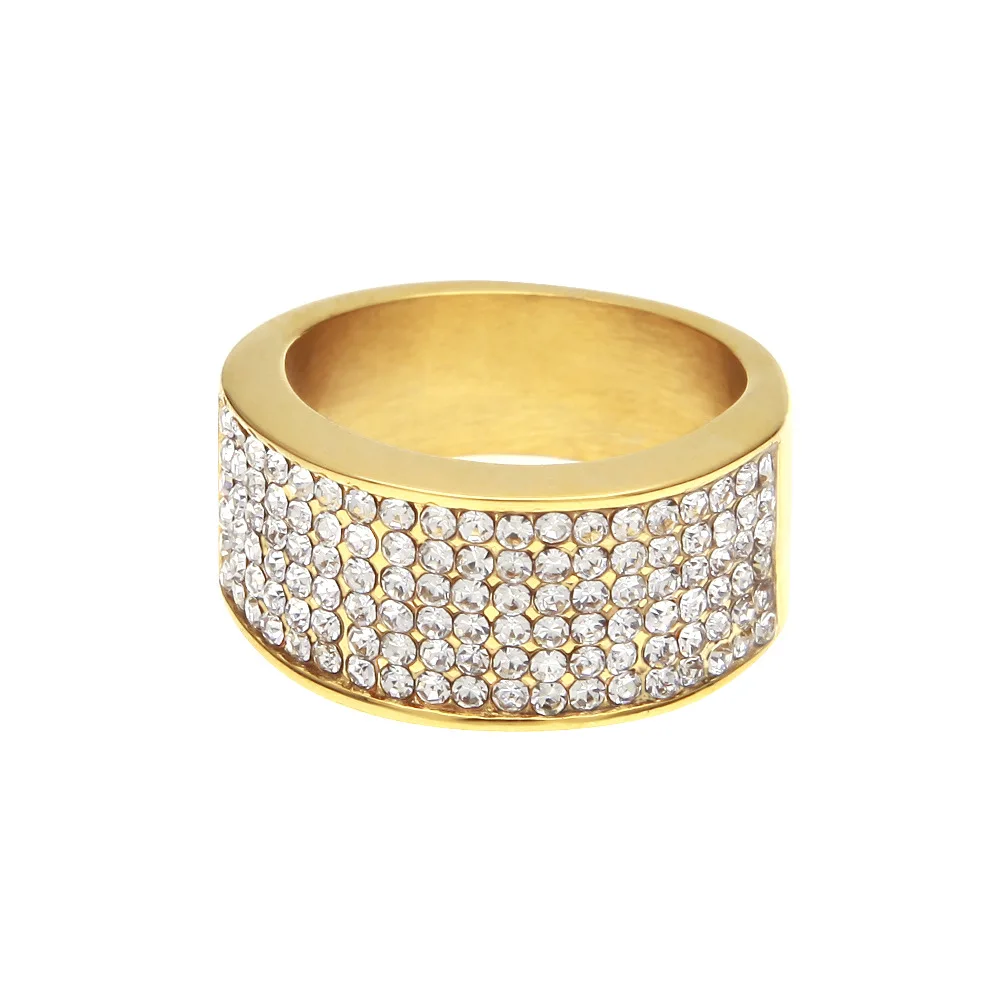 Blingbling кольцо из нержавеющей стали 5 рядов циркония обручальное мужское в стиле