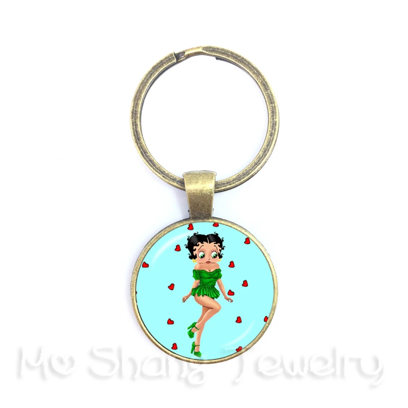 Naive и сексуальный Hyperbole Betty Boop серии узор 25 мм круглый стеклянный кабошон брелок ручной работы для гламурного подарка - Цвет: 6