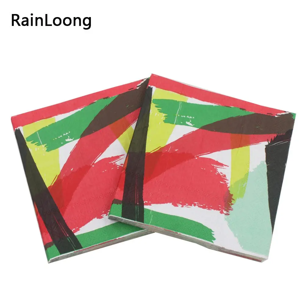 [RainLoong] 3-Plys бумажные салфетки для напитков полосатые салфетки для декупажа коктейли для вечерние украшения 25*25 см - Цвет: as picture