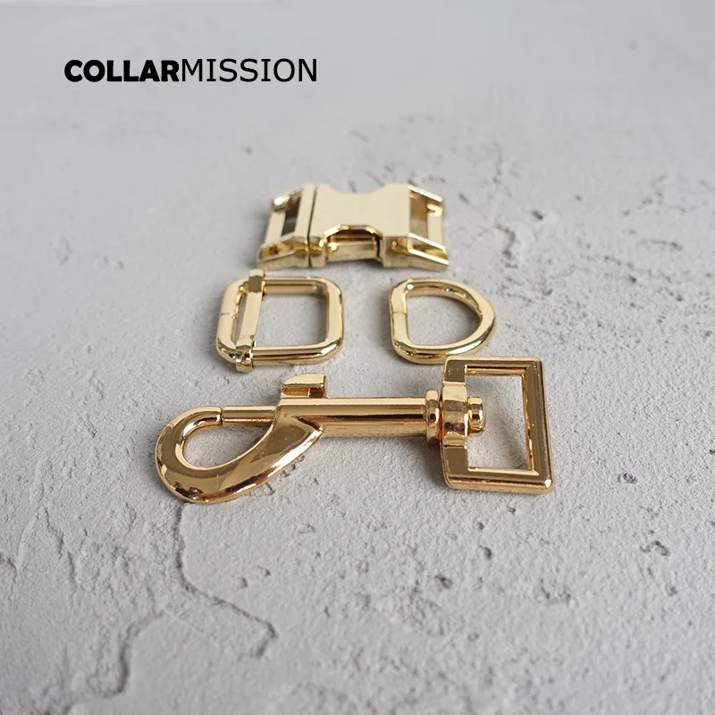 

(metal buckle+adjust buckle+D ring+metal dog clasp/set) retailing DIY dog collar 20mm golden webbing sewing accessory