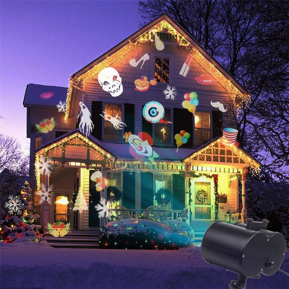 

12 Slides LED Light Projector Stage lamp Remote Control Colorful Flowing Water Ripple Effects Halloween Christmas Parties Yard