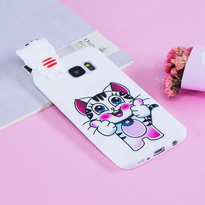 S7 sFor Coque Samsung Galaxy Case Edge 3D Cartoon Cat Panda Soft Silicon Back Cover For S 7 Capinha Housing |