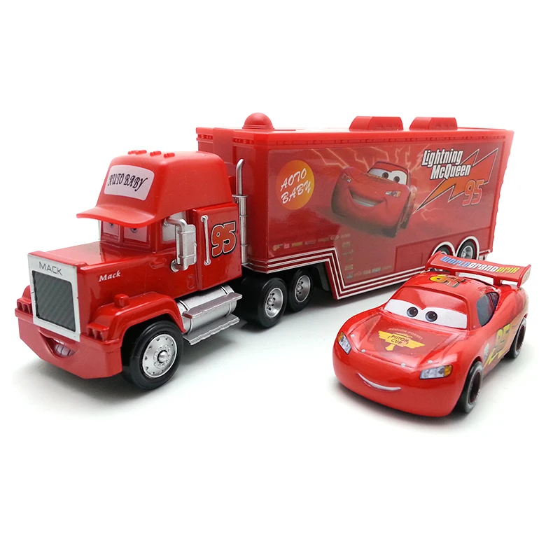 Disney Pixar Cars 2 шт. Lightning McQueen No.95 Mack Truck & Racer 1:55 литой металлический сплав и пластик