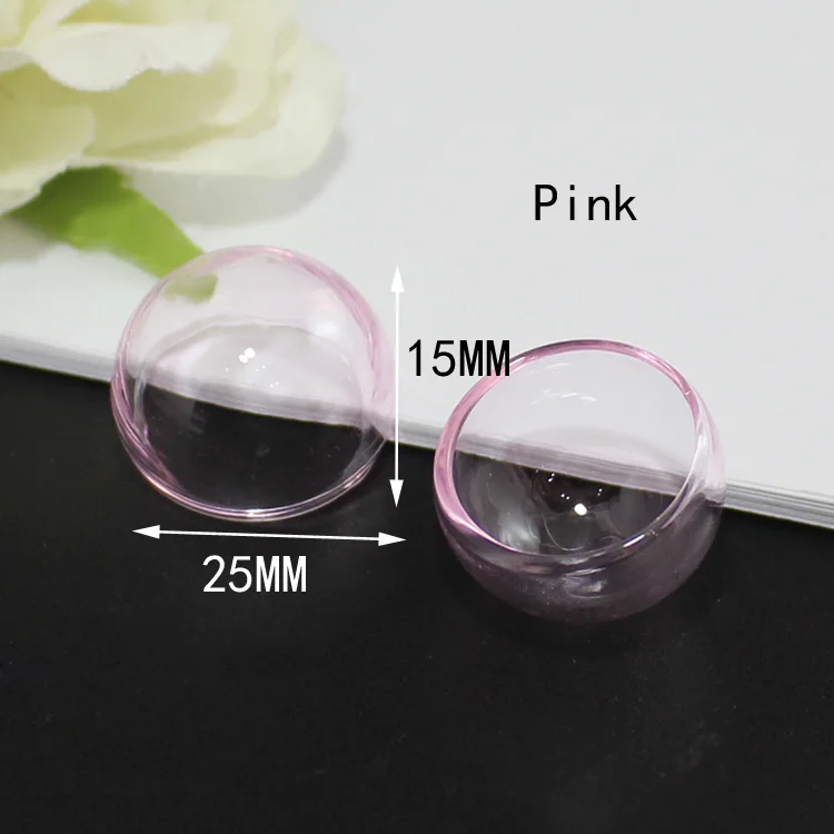 25x15mm-Pink 2 шт 8-30 мм пустой стеклянный шар полукруглой формы стеклянная бутылка Глобус купол модные ювелирные аксессуары - Окраска металла: 25x15mm-Pink