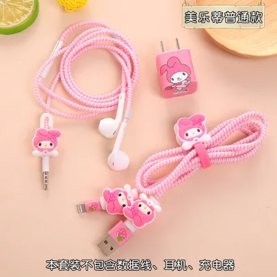 Мода милый мультфильм USB кабель наушники протектор набор с кабелем Стикеры для намотки Спиральный шнур протектор для iPhone 5 6 6S 7 plus - Цвет: style 13