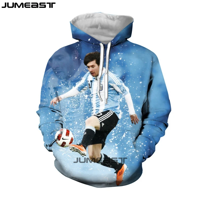 Jumeast бренд для мужчин/для женщин 3D печатных Толстовка Футбол Звезда Лионель Месси с длинным рукавом Мода кепки Толстовка спортивный пуловер толстовки - Цвет: 05
