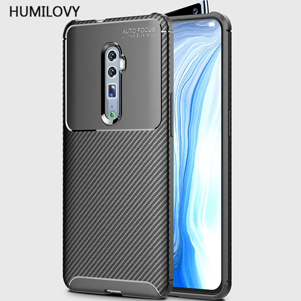Для OPPO Reno 10x Zoom Case Cover углеродное волокно текстура Ударопрочный Мягкий ТПУ задняя