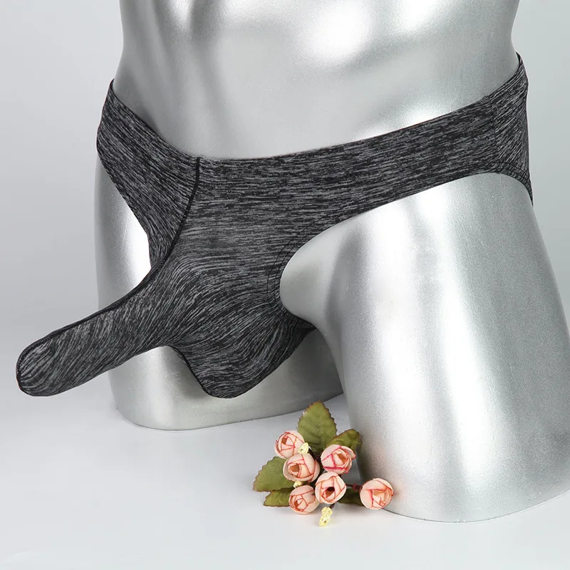 Мужские трусы брифы с мешочком для пениса черные бесшовные джоки карманом