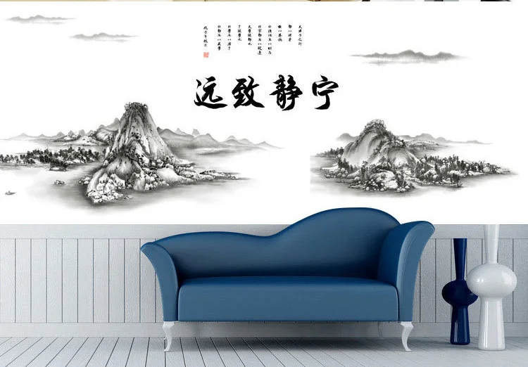Обои с изображением Китайских гор поэтов гостиной офиса восточных слов плакат